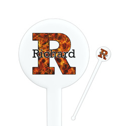 Fire 7" Round Plastic Stir Sticks - White - Double Sided (Personalized)