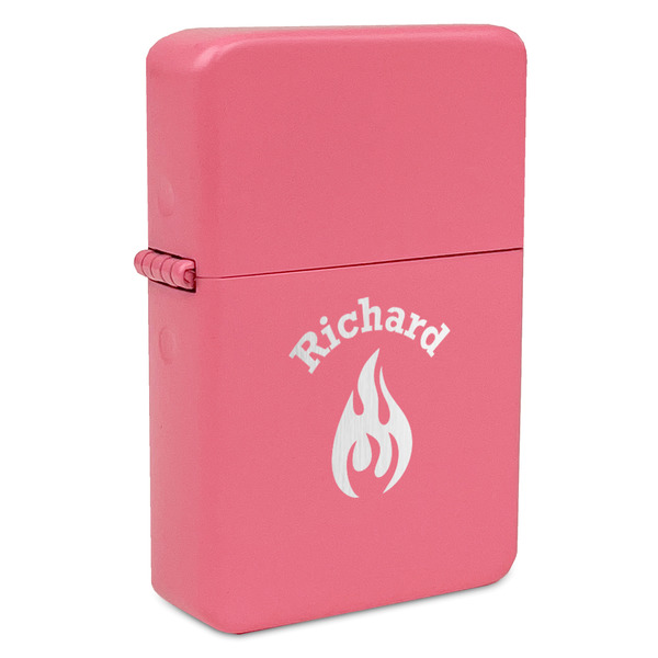 Custom Fire Windproof Lighter - Pink - Double Sided & Lid Engraved (Personalized)