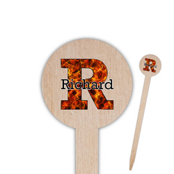 Fire 6" Round Wooden Food Picks - Double Sided (Personalized)