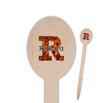 Fire Oval Wooden Food Picks - Double Sided (Personalized)