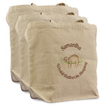 Sloth Reusable Cotton Grocery Bags - Set of 3 (Personalized)