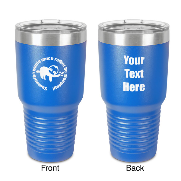 Custom Sloth 30 oz Stainless Steel Tumbler - Royal Blue - Double-Sided (Personalized)