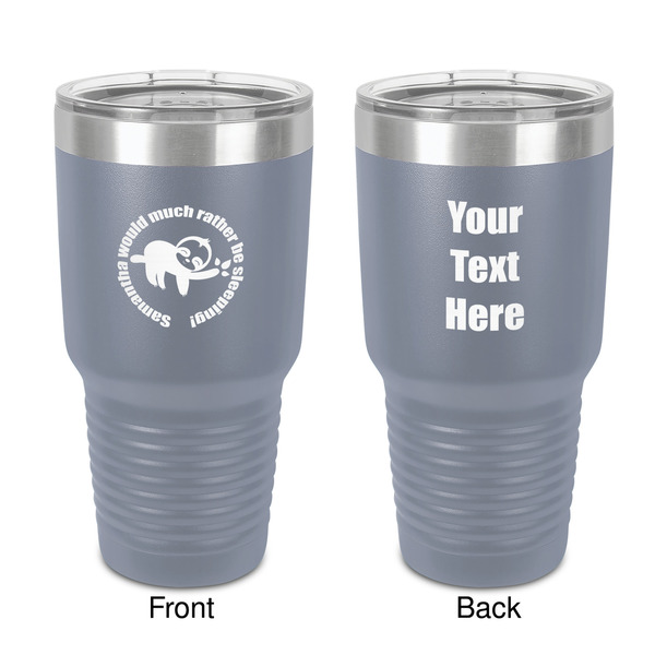 Custom Sloth 30 oz Stainless Steel Tumbler - Grey - Double-Sided (Personalized)