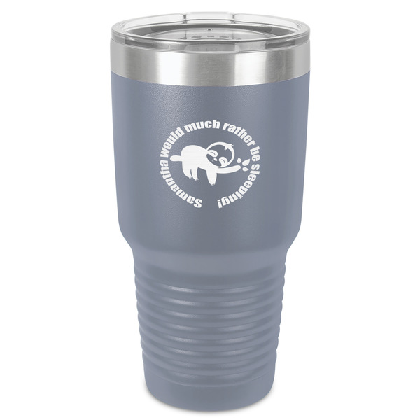Custom Sloth 30 oz Stainless Steel Tumbler - Grey - Single-Sided (Personalized)