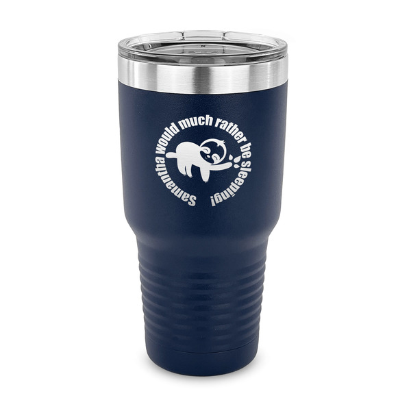 Custom Sloth 30 oz Stainless Steel Tumbler - Navy - Single Sided (Personalized)