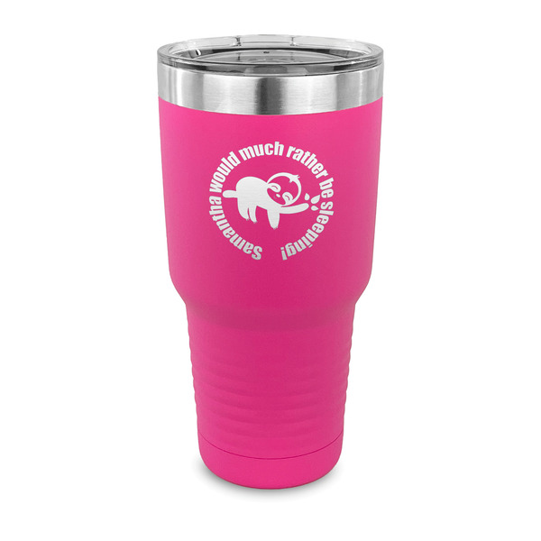 Custom Sloth 30 oz Stainless Steel Tumbler - Pink - Single Sided (Personalized)