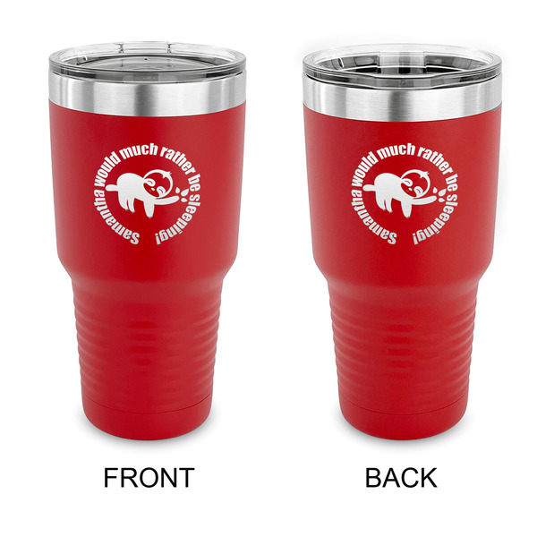 Custom Sloth 30 oz Stainless Steel Tumbler - Red - Double Sided (Personalized)