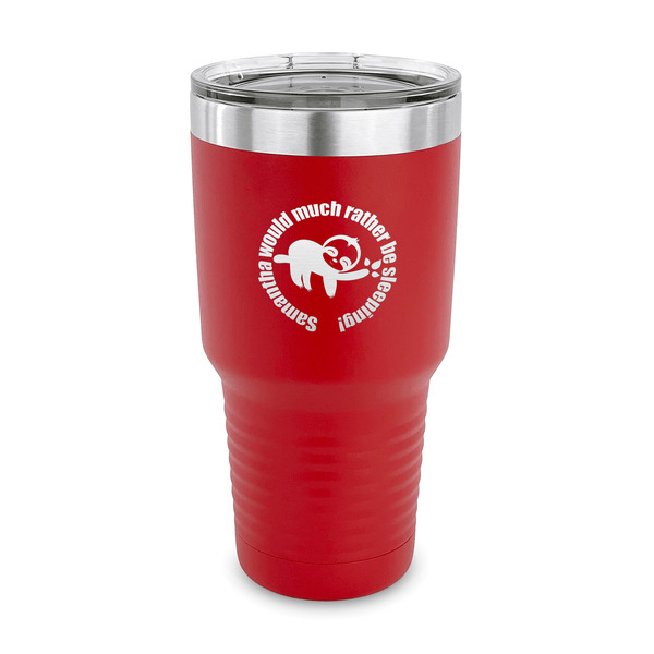 Custom Sloth 30 oz Stainless Steel Tumbler - Red - Single Sided (Personalized)