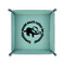 Sloth 6" x 6" Teal Leatherette Snap Up Tray - FOLDED UP