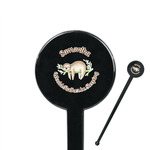 Sloth 7" Round Plastic Stir Sticks - Black - Single Sided (Personalized)