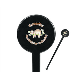 Sloth 7" Round Plastic Stir Sticks - Black - Double Sided (Personalized)