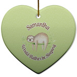 Sloth Heart Ceramic Ornament w/ Name or Text