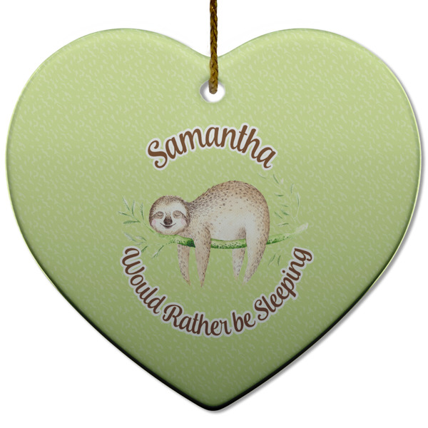 Custom Sloth Heart Ceramic Ornament w/ Name or Text