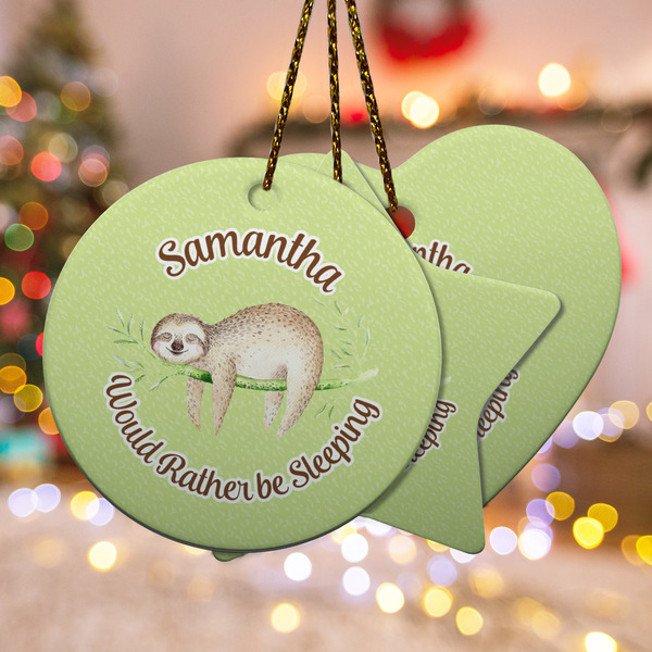 Custom Sloth Ceramic Ornament w/ Name or Text