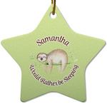 Sloth Star Ceramic Ornament w/ Name or Text