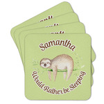 Sloth Cork Coaster - Set of 4 w/ Name or Text