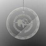 Sloth Engraved Glass Ornament - Round (Personalized)