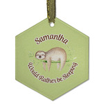 Sloth Flat Glass Ornament - Hexagon w/ Name or Text