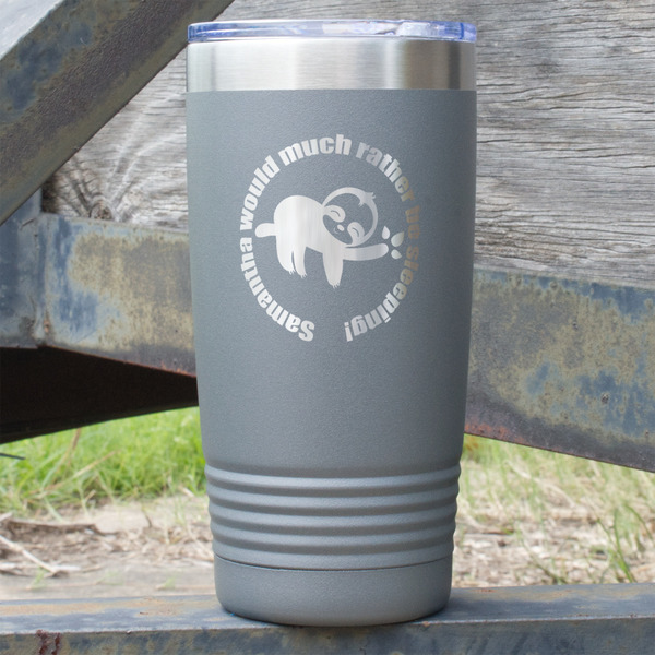 Custom Sloth 20 oz Stainless Steel Tumbler - Grey - Single Sided (Personalized)