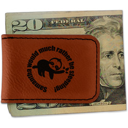 Sloth Leatherette Magnetic Money Clip - Double Sided (Personalized)