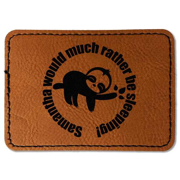 Custom Sloth Faux Leather Iron On Patch - Rectangle (Personalized)