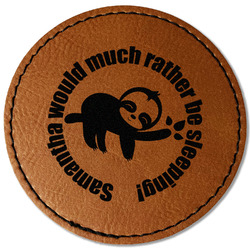 Sloth Faux Leather Iron On Patch - Round (Personalized)