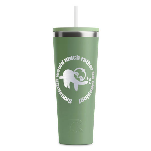 Custom Sloth RTIC Everyday Tumbler with Straw - 28oz - Light Green - Double-Sided (Personalized)