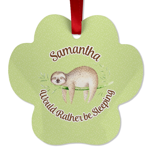 Custom Sloth Metal Paw Ornament - Double Sided w/ Name or Text