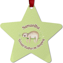 Sloth Metal Star Ornament - Double Sided w/ Name or Text