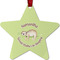 Sloth Metal Star Ornament - Front