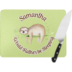Sloth Rectangular Glass Cutting Board - Large - 15.25"x11.25" w/ Name or Text