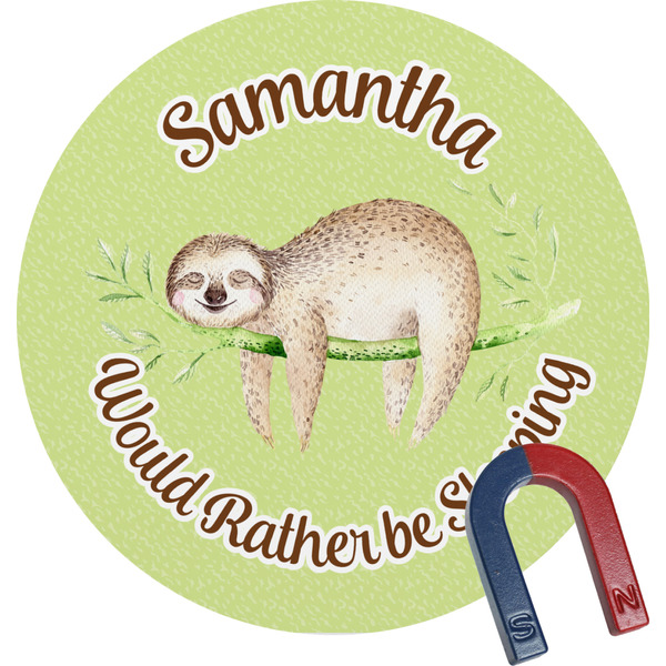 Custom Sloth Round Fridge Magnet (Personalized)