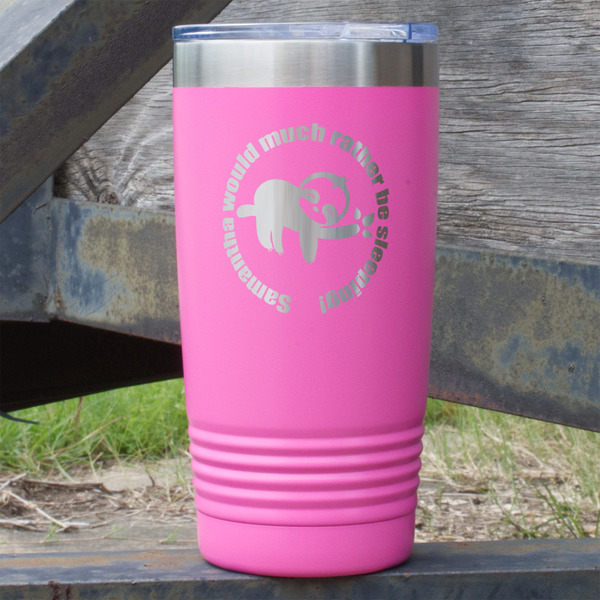 Custom Sloth 20 oz Stainless Steel Tumbler - Pink - Double Sided (Personalized)