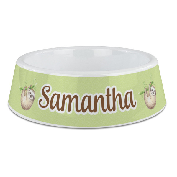 Custom Sloth Plastic Dog Bowl - Large (Personalized)