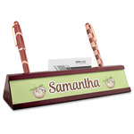 Sloth Red Mahogany Nameplate with Business Card Holder (Personalized)