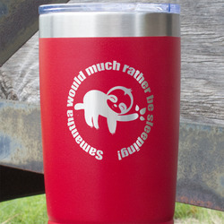 Sloth 20 oz Stainless Steel Tumbler - Red - Single Sided (Personalized)