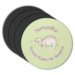 Sloth Round Rubber Backed Coasters - Set of 4 (Personalized)