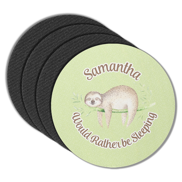 Custom Sloth Round Rubber Backed Coasters - Set of 4 (Personalized)