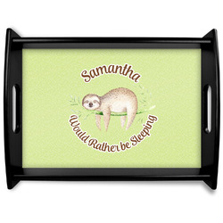 Sloth Black Wooden Tray - Large (Personalized)