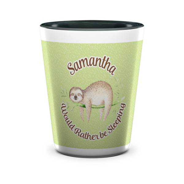 Custom Sloth Ceramic Shot Glass - 1.5 oz - Two Tone - Single (Personalized)