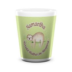 Sloth Ceramic Shot Glass - 1.5 oz - White - Set of 4 (Personalized)