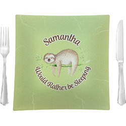 Sloth Glass Square Lunch / Dinner Plate 9.5" (Personalized)
