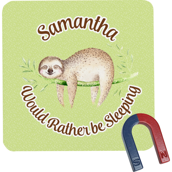 Custom Sloth Square Fridge Magnet (Personalized)