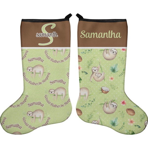 Custom Sloth Holiday Stocking - Double-Sided - Neoprene (Personalized)