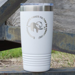 Sloth 20 oz Stainless Steel Tumbler - White - Single Sided (Personalized)