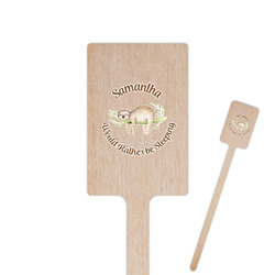 Sloth 6.25" Rectangle Wooden Stir Sticks - Single Sided (Personalized)