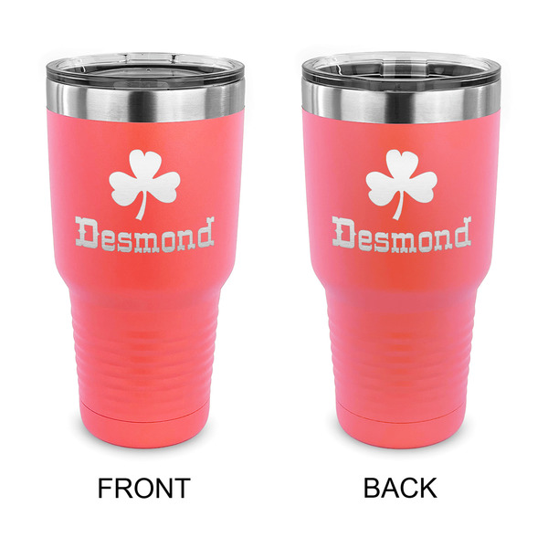 Custom St. Patrick's Day 30 oz Stainless Steel Tumbler - Coral - Double Sided (Personalized)