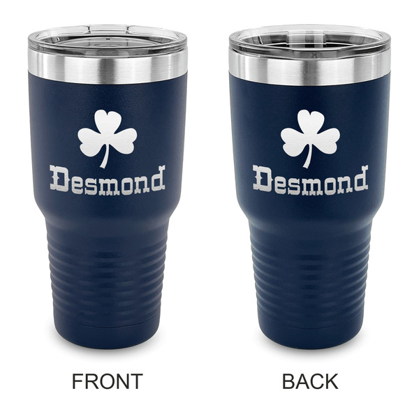 Custom St. Patrick's Day 30 oz Stainless Steel Tumbler - Navy - Double Sided (Personalized)