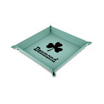 St. Patrick's Day Faux Leather Dice Tray - 6" x 6" - Teal (Personalized)