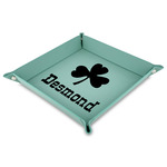 St. Patrick's Day Faux Leather Dice Tray - 9" x 9"  - Teal (Personalized)